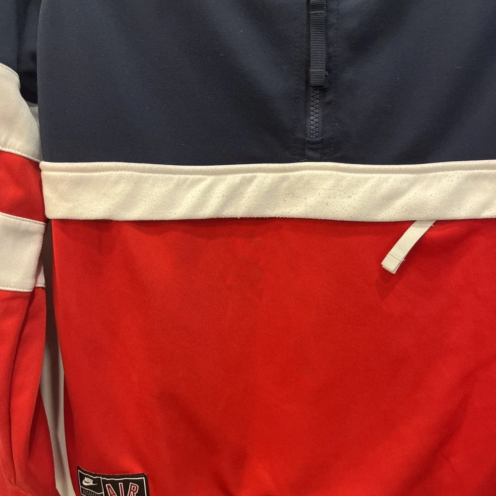 NIKE Men's NSW 1/2 Zip Pullover AIR JACKET Sz XL Red White Blue‎ Zip Pocket